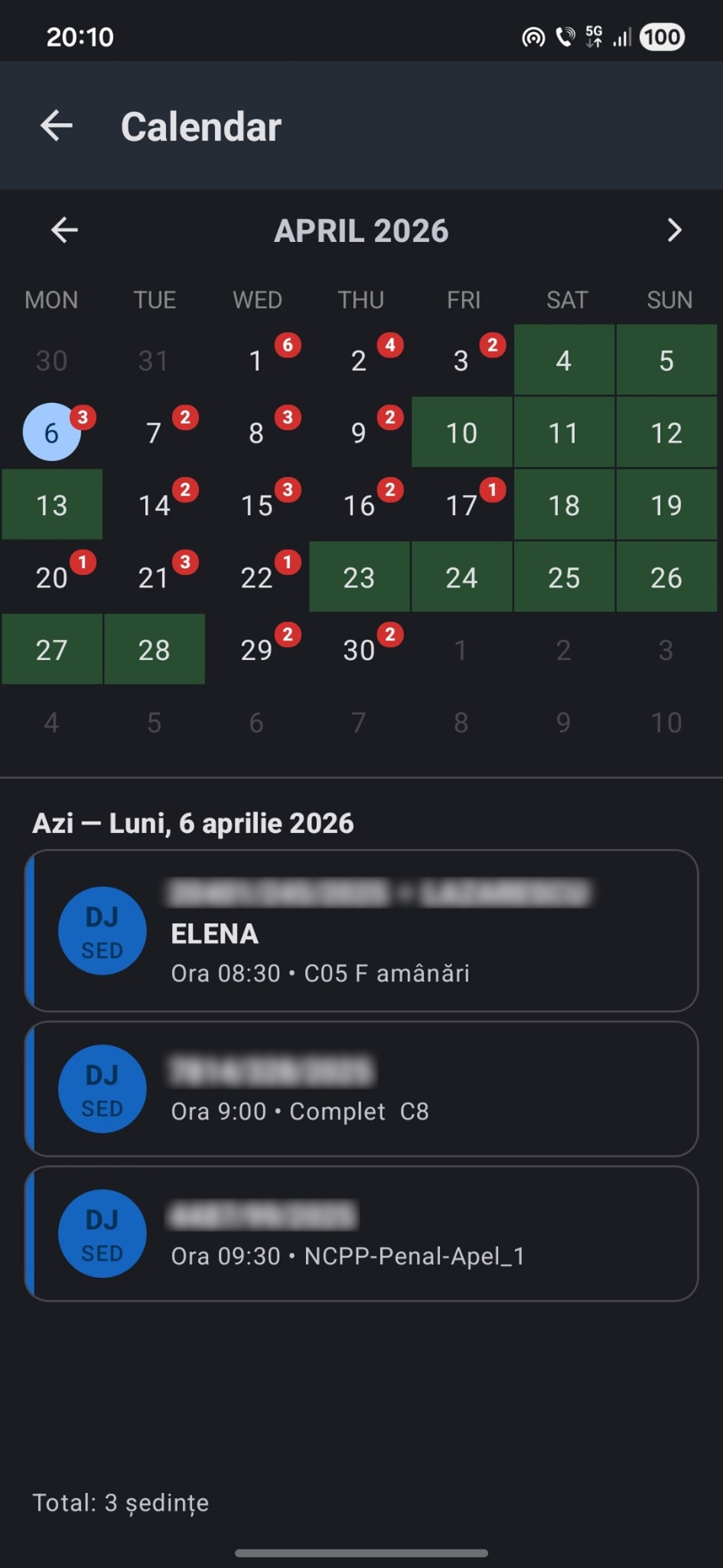 Calendar ședințe